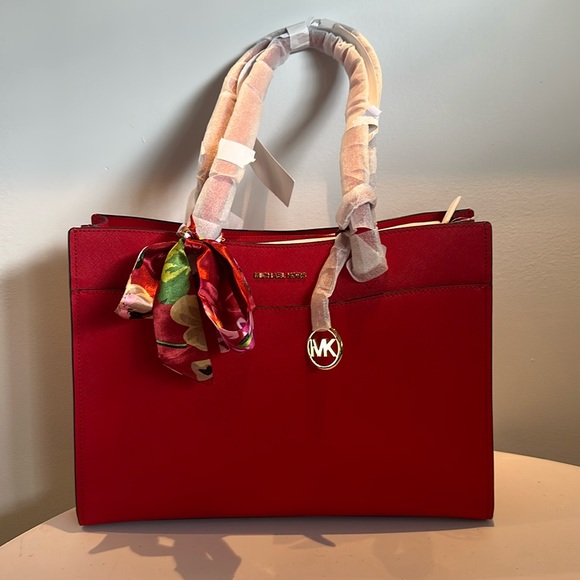 Michael Michael Kors Red 5-Compartment Satchel Bag Structured Design - Picture 1 of 7